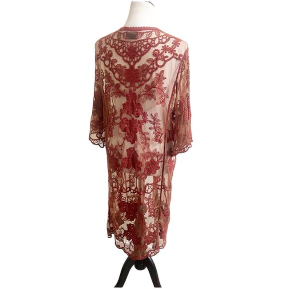 Shyanne Embroidered Cardigan Womens O/S Brown Resort Beachy Coastal Boho Western - Picture 3 of 14